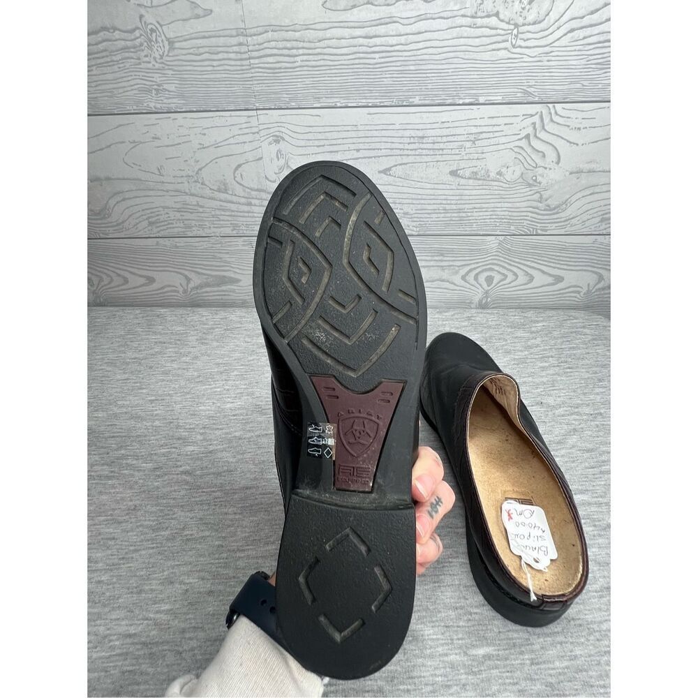 Ariat ATS Apron-Toe Mules Womens Size 8.5 Black & Brown Leather Slides Clogs - Picture 6 of 6